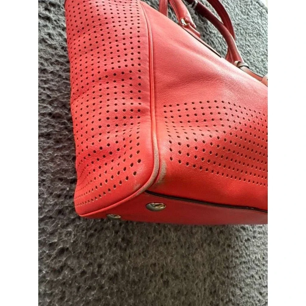 Coach Restored Legacy Perforated Leather Candace Carryall Tote Bag Coral 22390 - Picture 9 of 14